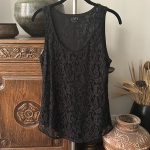 LOFT Black Eyelet Lace Sleeveless Top